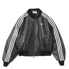 adidas レザージャケット XL ブラック 3本ライン
