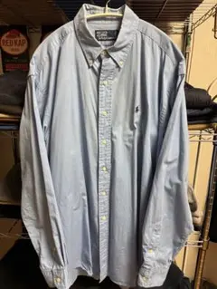 90sラルフローレン　ボタンダウンシャツ ライトブルー　カナダ製　ビックサイズ