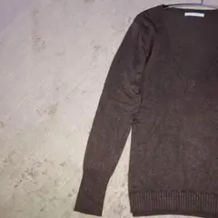 ローリーズファーム Vネックセーター L こげ茶 重ね着風 シンプルニット