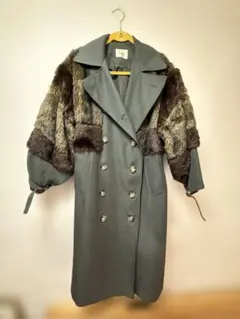 MURUA グレー ファー付きトレンチコート