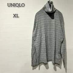 ユニクロ 【XL】 トップス カットソー タートルネック ボーダー柄 ストレッチ