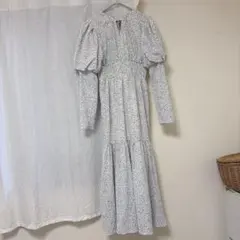 マーキュリーデュオ　ダルメシアン柄 パフスリーブ ロングワンピース