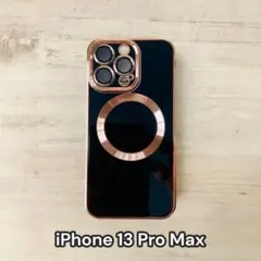 iPhone13promax ブラック ゴールド メッキ ケース レンズカバー
