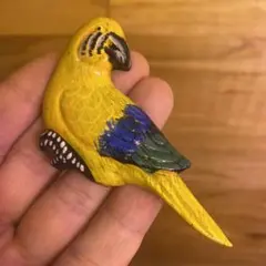 ハンドメイド 木製 鳥のマグネット 黄色