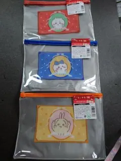 ちいかわ フラットポーチ 3点セット ちいかわ、ハチワレ、うさぎ