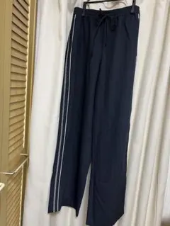 ZARA ネイビー サイドストライプ ワイドパンツ XS