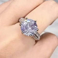 5カラット 人工ダイヤ リング 合金プラチナメッキ 六爪 オープンリング