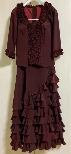 スペイン製　フラメンコ　衣装　ツーピース　ボルドー