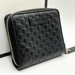 ✨美品✨GUCCI　二つ折り 財布　GG柄　マイクロシマ　エンボス　ブラック　黒