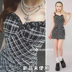 ダーリッチ darich ツイードチェックリボンミニワンピース ブラック FL