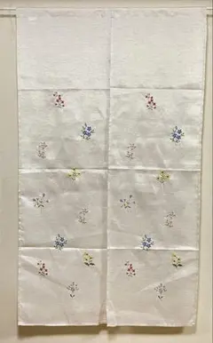 麻混刺繍のれん　ボタニカル 85x150cm