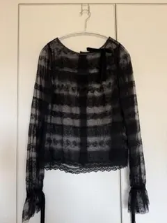【極美品】Lois crayon❤︎シースルーレースブラウス 長袖 ブラック素敵のサムネイル