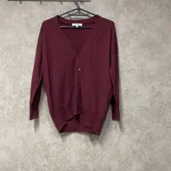 GLOBAL WORK バーガンディ カーディガン M 薄手