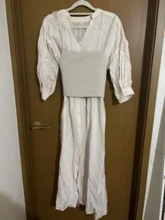 【即購入OK】 Chico アイボリー シャツワンピースビスチェセット