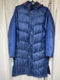 アディダス ロングダウンコート 160 紺 ネイビー