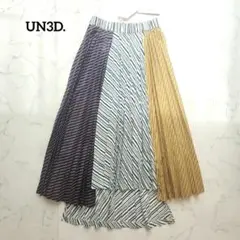 定価4.2　UN3D. アンスリード アシンメトリープリーツスカート　ストライプのサムネイル