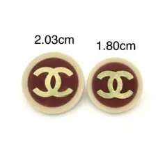 CHANELボタン ベージュ×ワインレッド×ゴールド 2.03cm・1.80cm