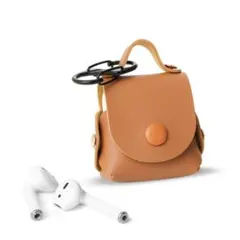 イヤホンケース AirPodsPro 1代 2代 ブラウン カラビナ 充電穴