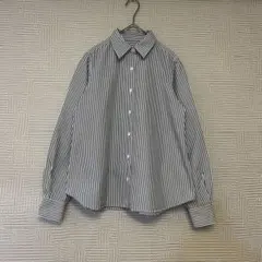 【未使用に近い】SLOBE IENA☆コットンストライプシャツ 日本製 ブルー