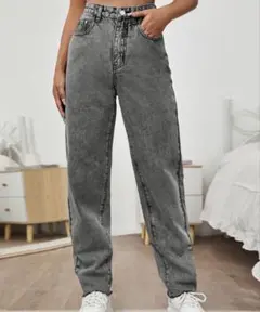 グレー ハイウエスト デニムパンツ　レディース SHEIN