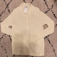 新品 UNIQLO リブポロカーディガン イエロー M