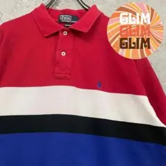 90s 古着◆ポロバイラルフローレン マルチボーダーポロシャツ メンズL