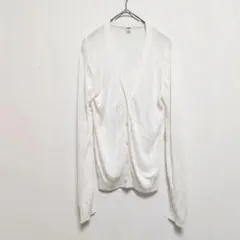 【ユニクロ】 長袖カーディガン シンプル 薄手 アイボリー 軽やか M