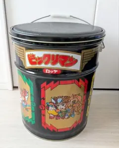 昭和レトロ　ビックリマン　ペール缶 バケツ ブリキ缶 クッション付き スツール 昭和レトロ ビックリマン ペール缶 バケツ ブリキ缶 クッション付き