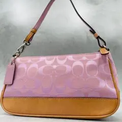 美品 コーチ ショルダーバッグ アクセサリーポーチ ピンク キャンバス 6094