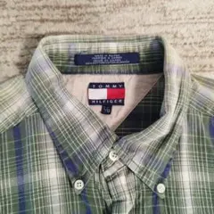 TOMMY HILFIGER 緑系チェック柄長袖シャツ L/G