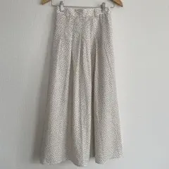 美品✨GU ジーユー プリント フレア ロングスカート ドット オフホワイト S