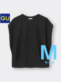 【美品】GU　ジーユー　ループヤーンウエストタックT ノースリーブ　М　ブラック