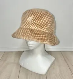 L 美品 KANGOL メトロハット ファー バケットハット チェック ベージュ