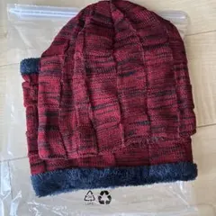 ネックウォーマー ニット帽子2点セット　裏起毛 防寒 防風 通勤通学 男女兼用