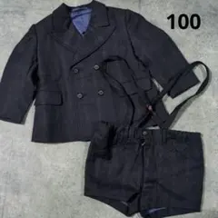 ダークネイビー ダブルブレストスーツ ショートパンツ