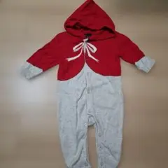 babyGap フード付きロンパース 赤/グレー　美品