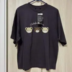 アベイル　チャコールグレー　カットソー　Tシャツ　サガラ刺繍　ワッペン　くまのサムネイル