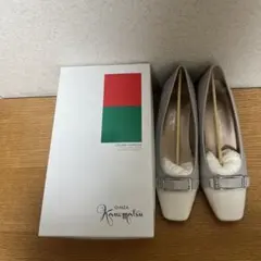かねまつ 新品・未使用品 グレー ホワイト パンプス【24.0センチ】