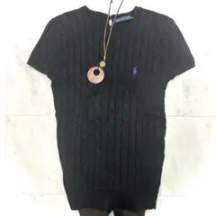美品ラルフローレンケーブル編み 半袖 ニットセーターラウンドネックLサイズ