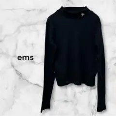 e.m.s 長袖 タートル タイト トップス シンプル 黒 オフィス 716