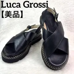 【美品】ルカグロッシ◆ クロスバンドサンダル　レザー　イタリアのサムネイル