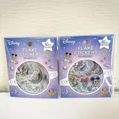 ミッキー＆フレンズ　フレークステッカー　キラキラホログラム加工　2点セット