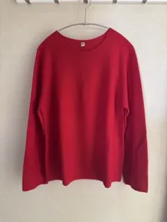 UNIQLO 100%綿　3D長袖 コットン クルーニット　赤