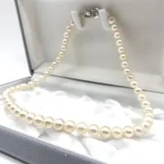 照り強 アコヤ真珠 ネックレス パール ホワイト シルバー 約7.0-7.5mm