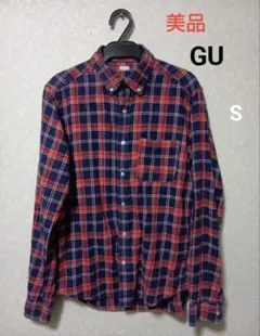 美品　GU フランネルシャツ S チェック柄 コットン100% ジーユー