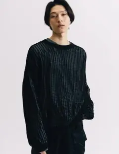 Lui's ルイス クロスメッシュニット ブラック FREE ユニセックス