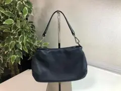 美品☆オーロラプレステージ　レザーミニハンドバッグ　ネイビー