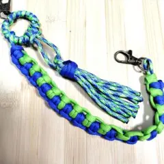 パラコード　ハンドストラップ　ブルー&イエローグリーン