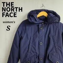ザノースフェイス　レディース　ダウンジャケット　S　ネイビー　刺繍ロゴ