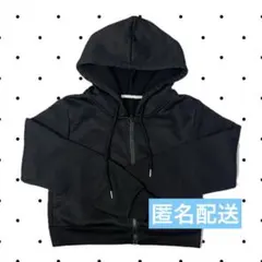 【SHEIN】 ブラック ジップアップ クロップドパーカー フード付き 韓国